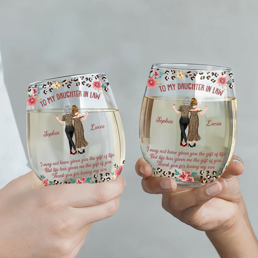 Personalized Stemless Wine Glass Custom Name Gift for Daughter-In-Law