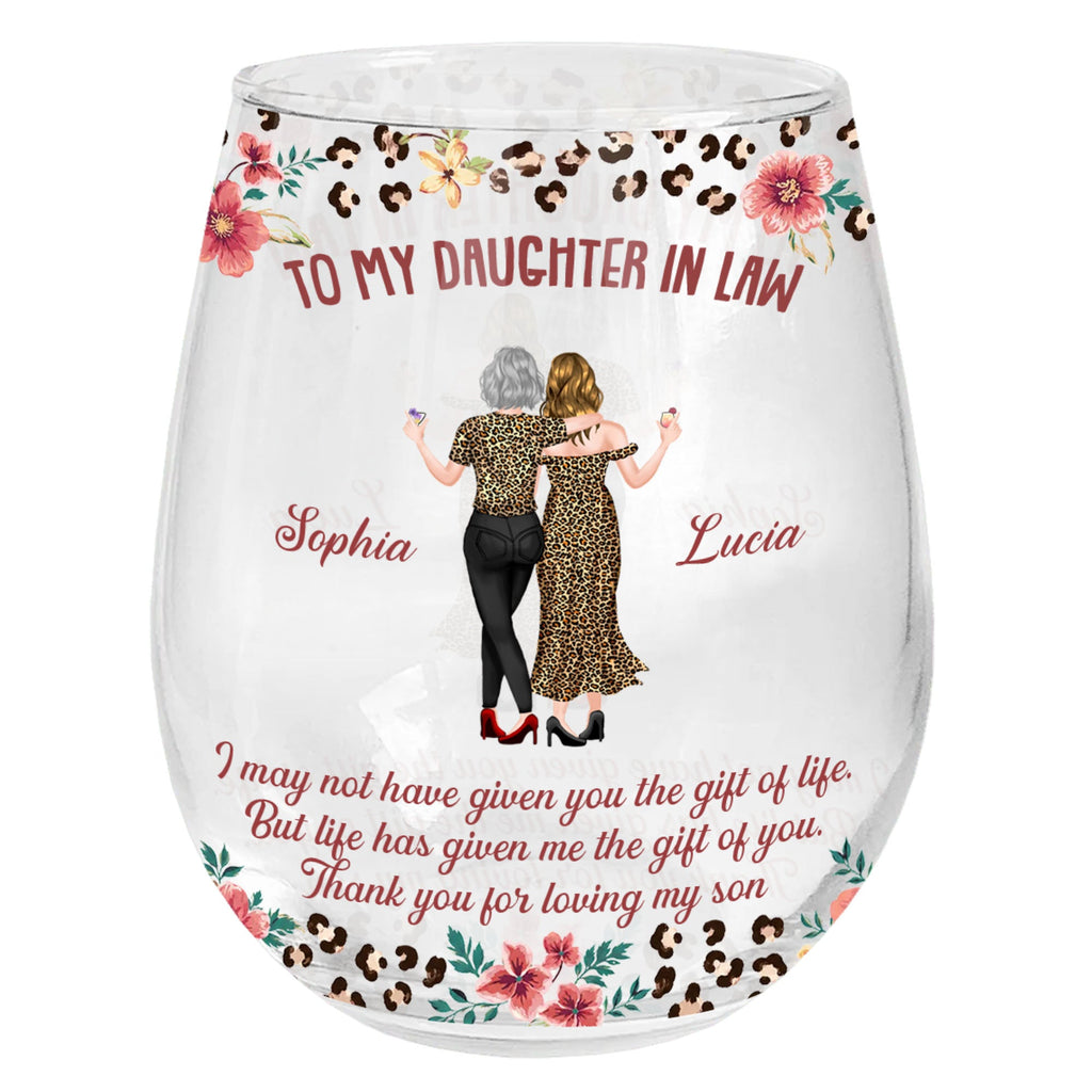 Personalized Stemless Wine Glass Custom Name Gift for Daughter-In-Law