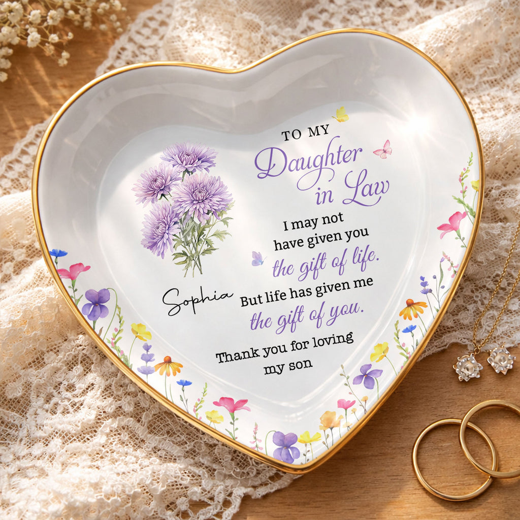 Personalized Heart-Shaped Jewelry Dish Custom Name Gift for Daughter-in-Law Heart Jewelry Dish GradoCreations