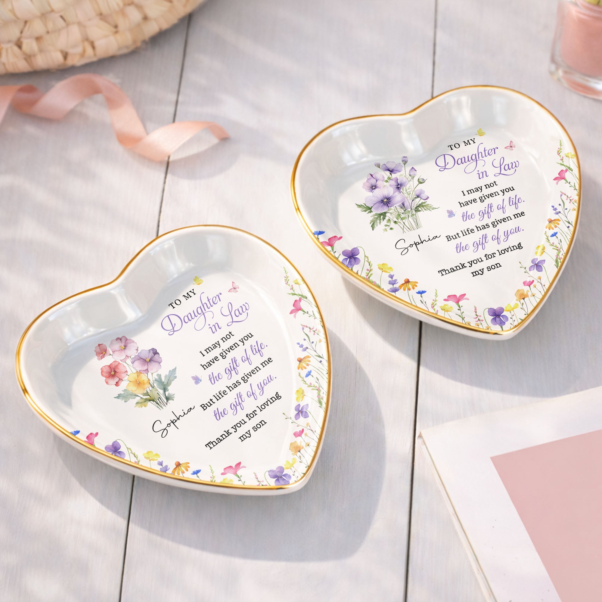 Personalized Heart-Shaped Jewelry Dish Custom Name Gift for Daughter-in-Law Heart Jewelry Dish GradoCreations