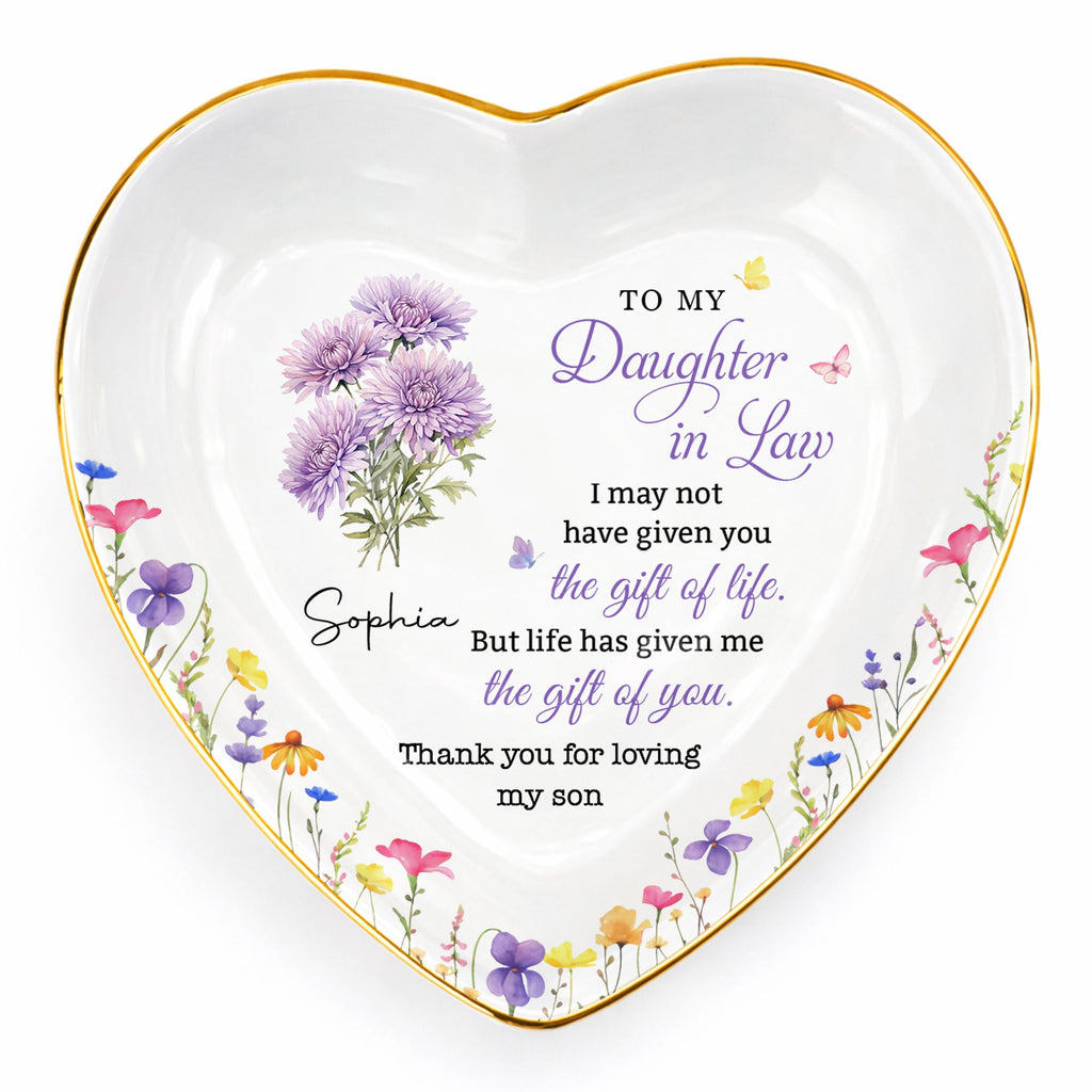 Personalized Heart-Shaped Jewelry Dish Custom Name Gift for Daughter-in-Law Heart Jewelry Dish GradoCreations
