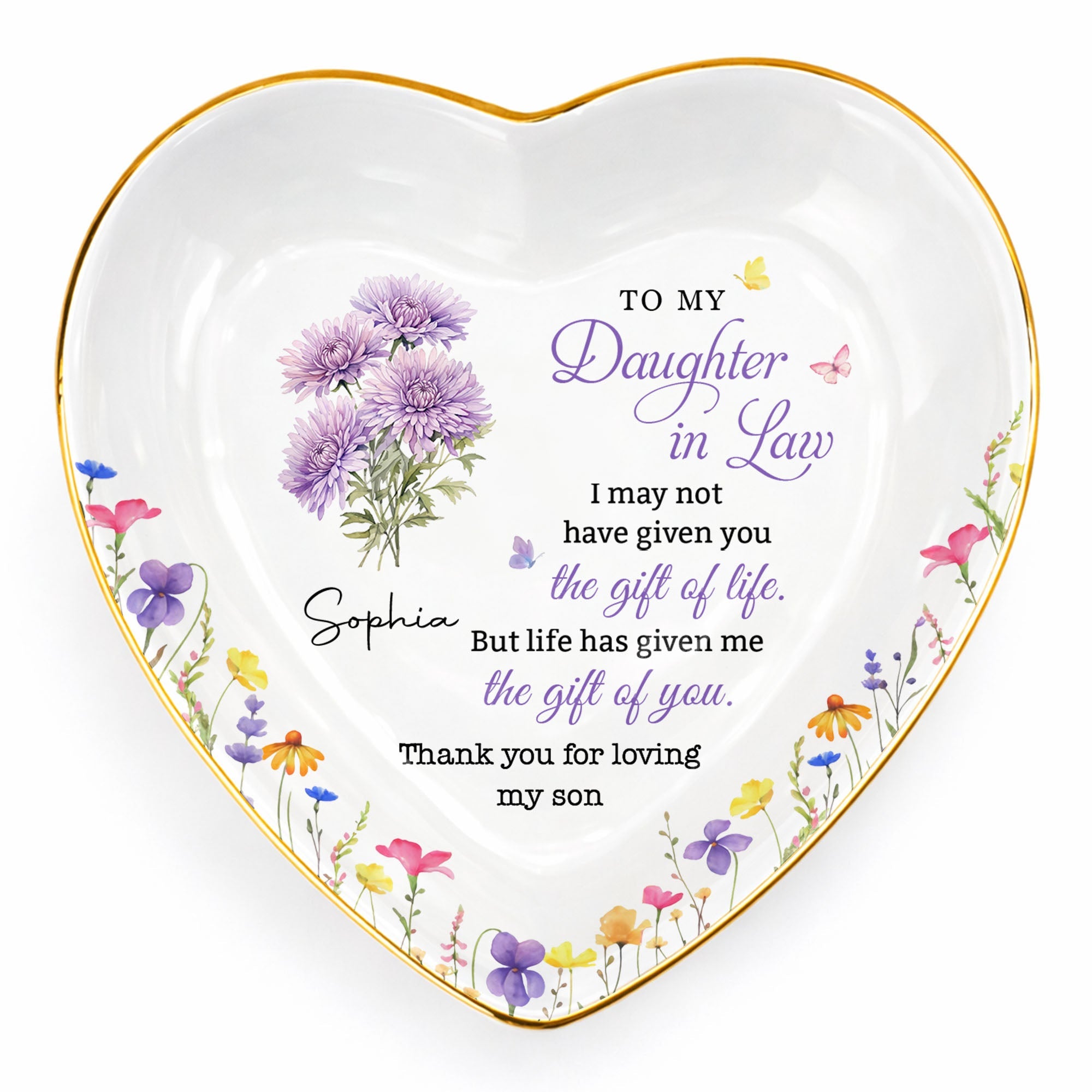 Personalized Heart-Shaped Jewelry Dish Custom Name Gift for Daughter-in-Law Heart Jewelry Dish GradoCreations