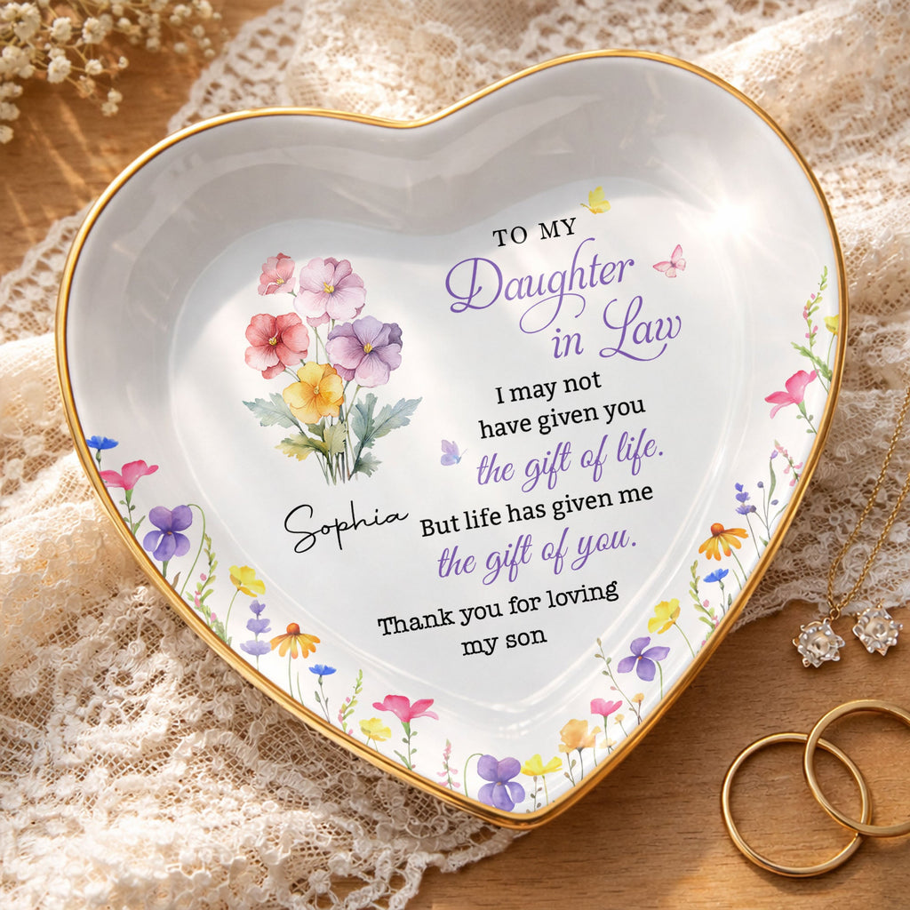 Personalized Heart-Shaped Jewelry Dish Custom Name Gift for Daughter-in-Law Heart Jewelry Dish GradoCreations