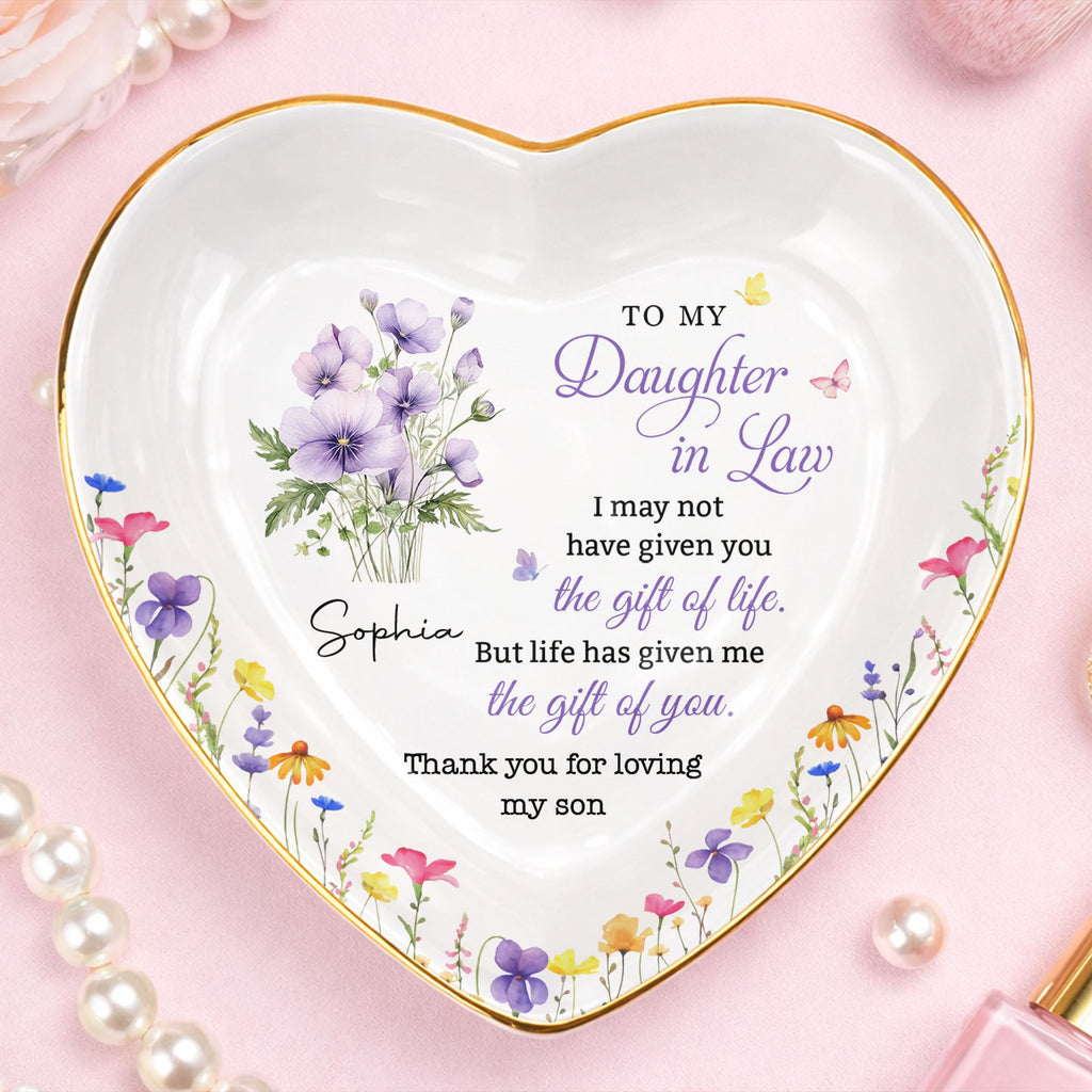 Personalized Heart-Shaped Jewelry Dish Custom Name Gift for Daughter-in-Law Heart Jewelry Dish GradoCreations