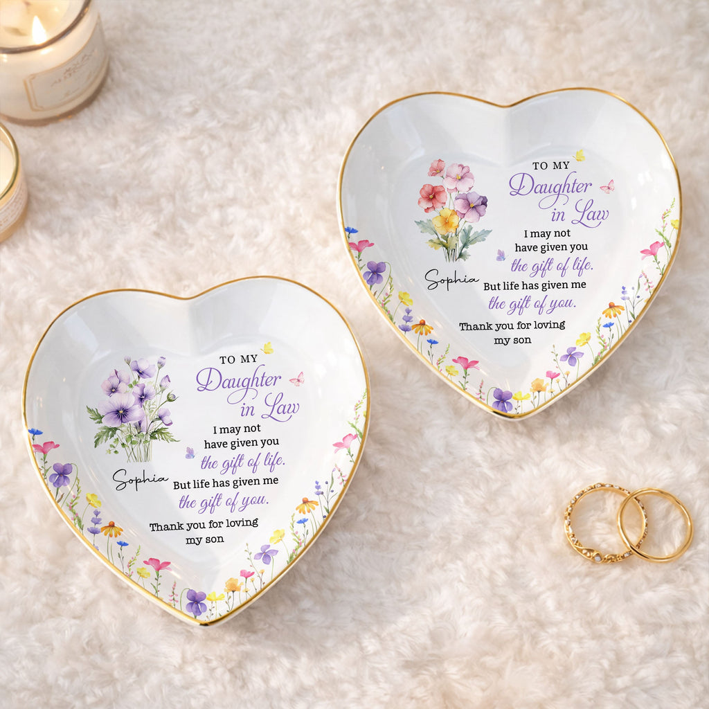 Personalized Heart-Shaped Jewelry Dish Custom Name Gift for Daughter-in-Law Heart Jewelry Dish GradoCreations