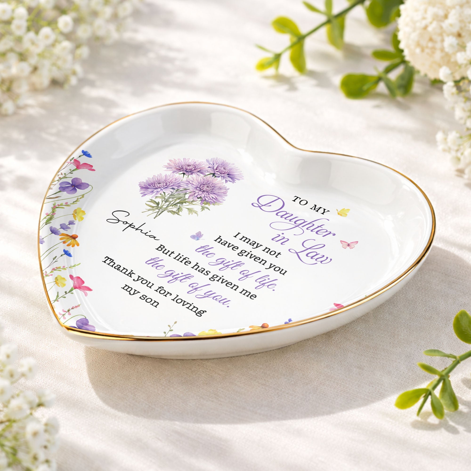 Personalized Heart-Shaped Jewelry Dish Custom Name Gift for Daughter-in-Law Heart Jewelry Dish GradoCreations