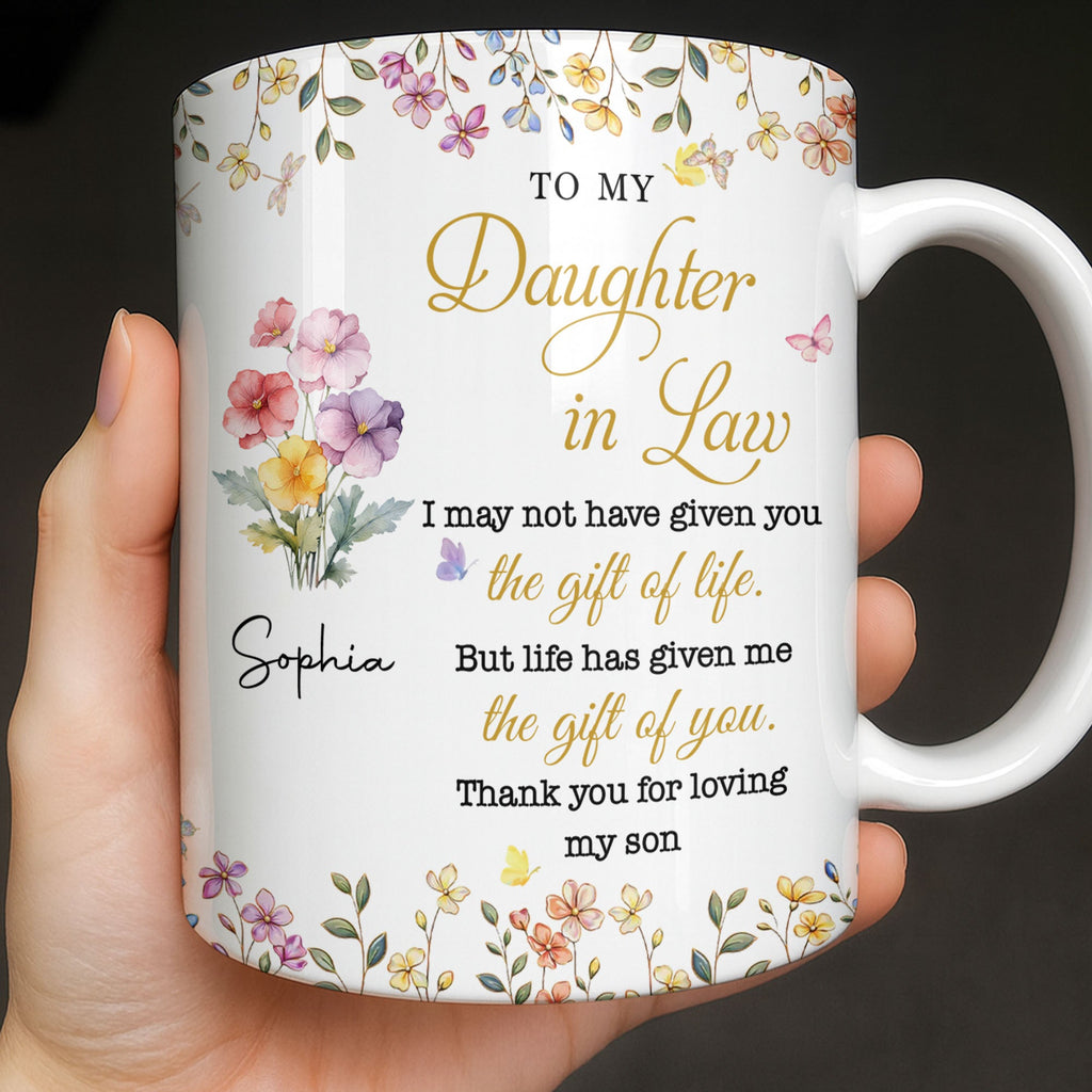 Personalized Floral Coffee Mug Gift for Daughter-in-Law Edge-to-edge Mug GradoCreations