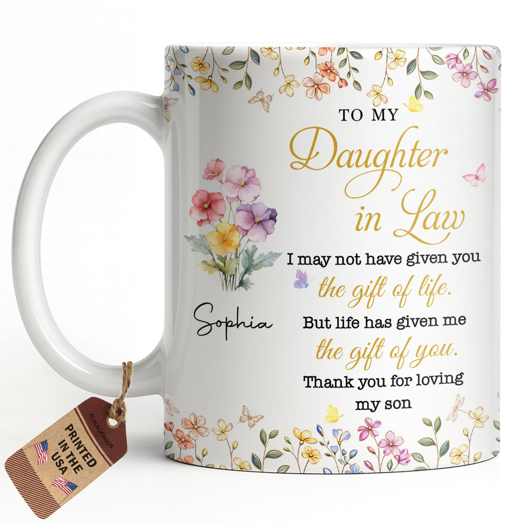 Personalized Floral Coffee Mug Gift for Daughter-in-Law Edge-to-edge Mug GradoCreations