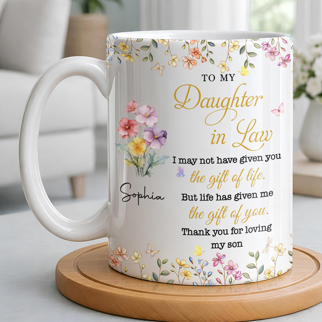 Personalized Floral Coffee Mug Gift for Daughter-in-Law Edge-to-edge Mug GradoCreations