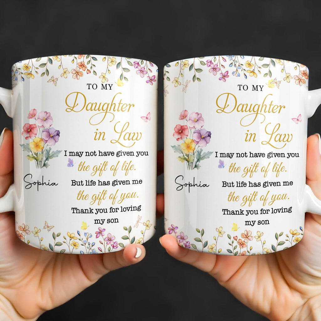 Personalized Floral Coffee Mug Gift for Daughter-in-Law Edge-to-edge Mug GradoCreations