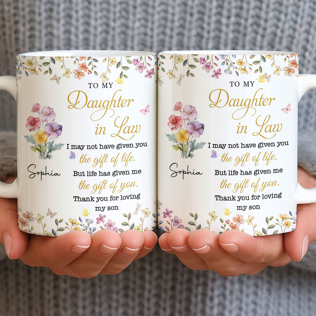 Personalized Floral Coffee Mug Gift for Daughter-in-Law Edge-to-edge Mug GradoCreations