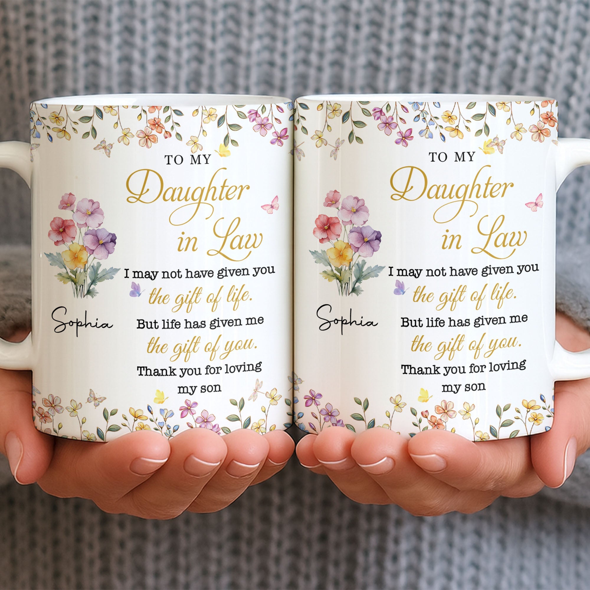 Personalized Floral Coffee Mug Gift for Daughter-in-Law Edge-to-edge Mug GradoCreations