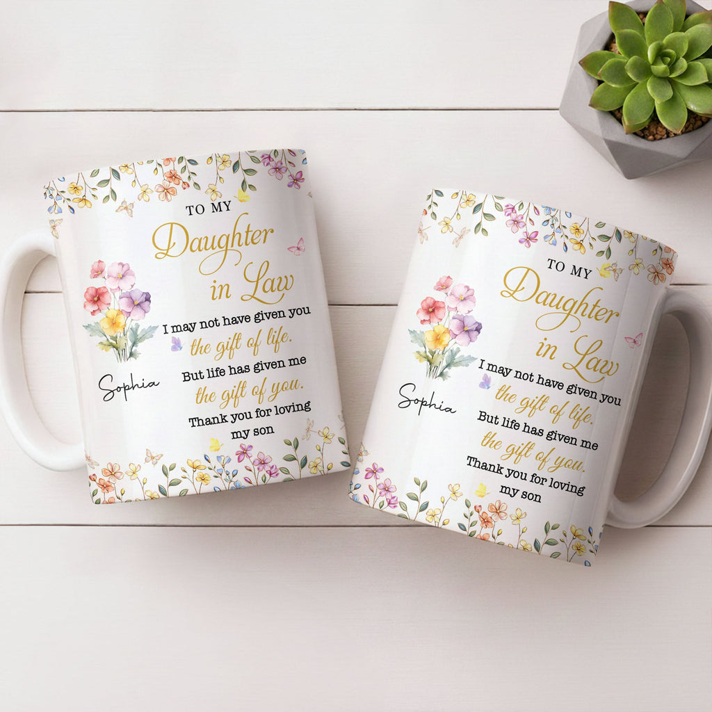Personalized Floral Coffee Mug Gift for Daughter-in-Law Edge-to-edge Mug GradoCreations