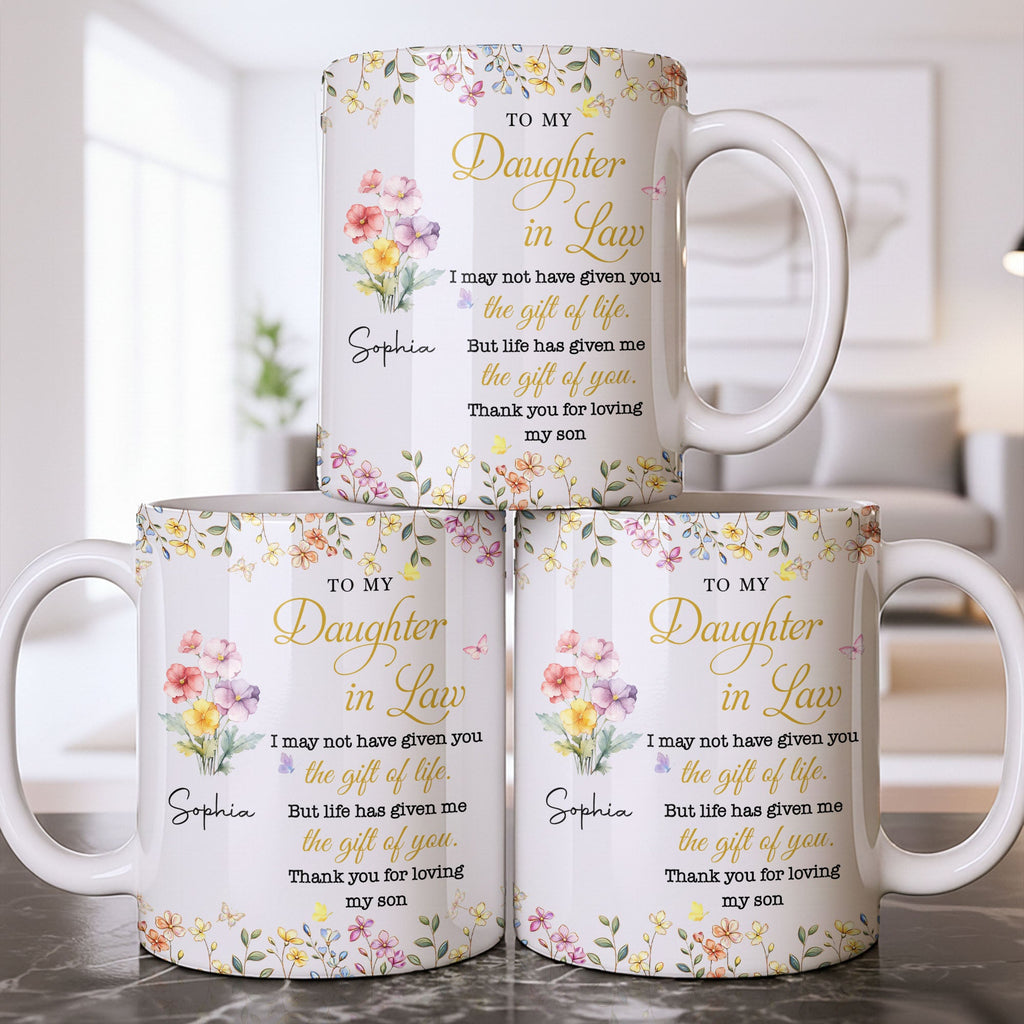 Personalized Floral Coffee Mug Gift for Daughter-in-Law Edge-to-edge Mug GradoCreations