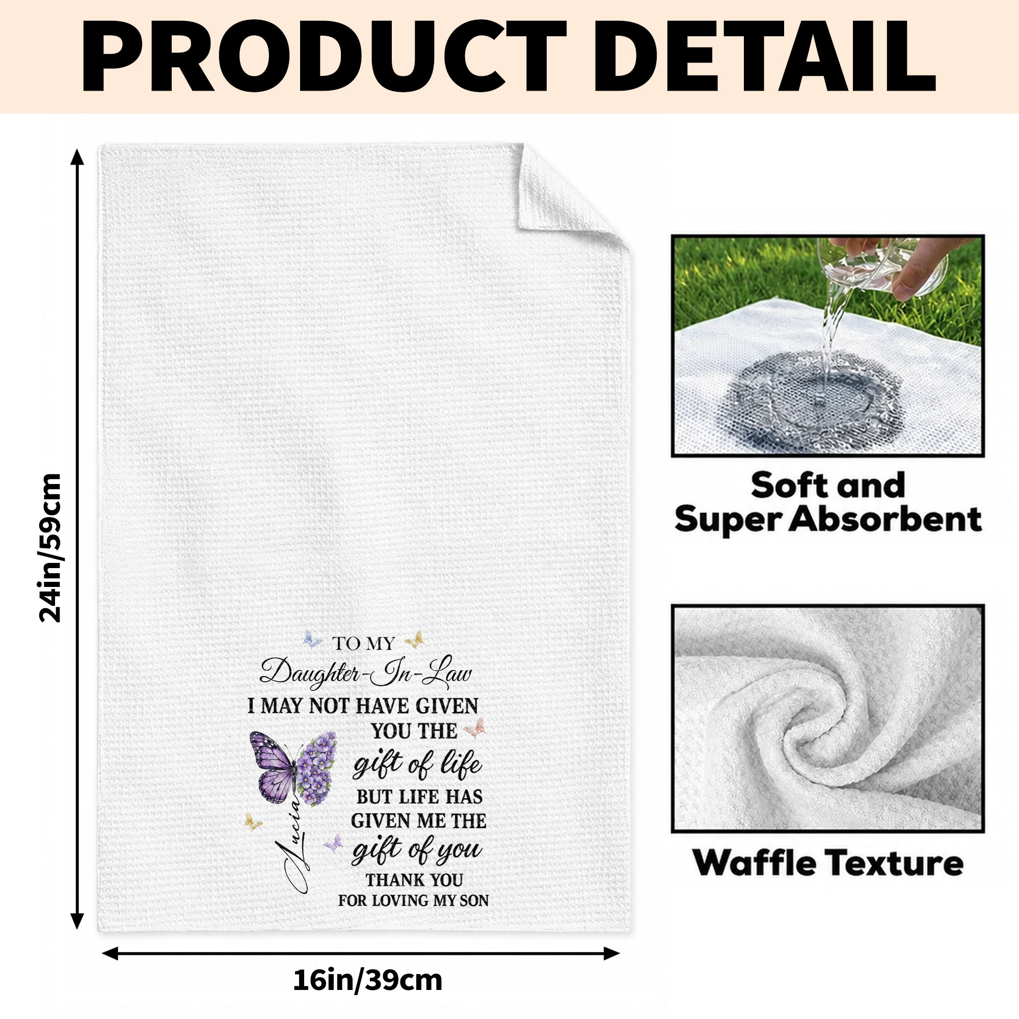 Personalized Kitchen Towel Custom Towel Gift for Daughter-In-Law Kitchen Towel GradoCreations