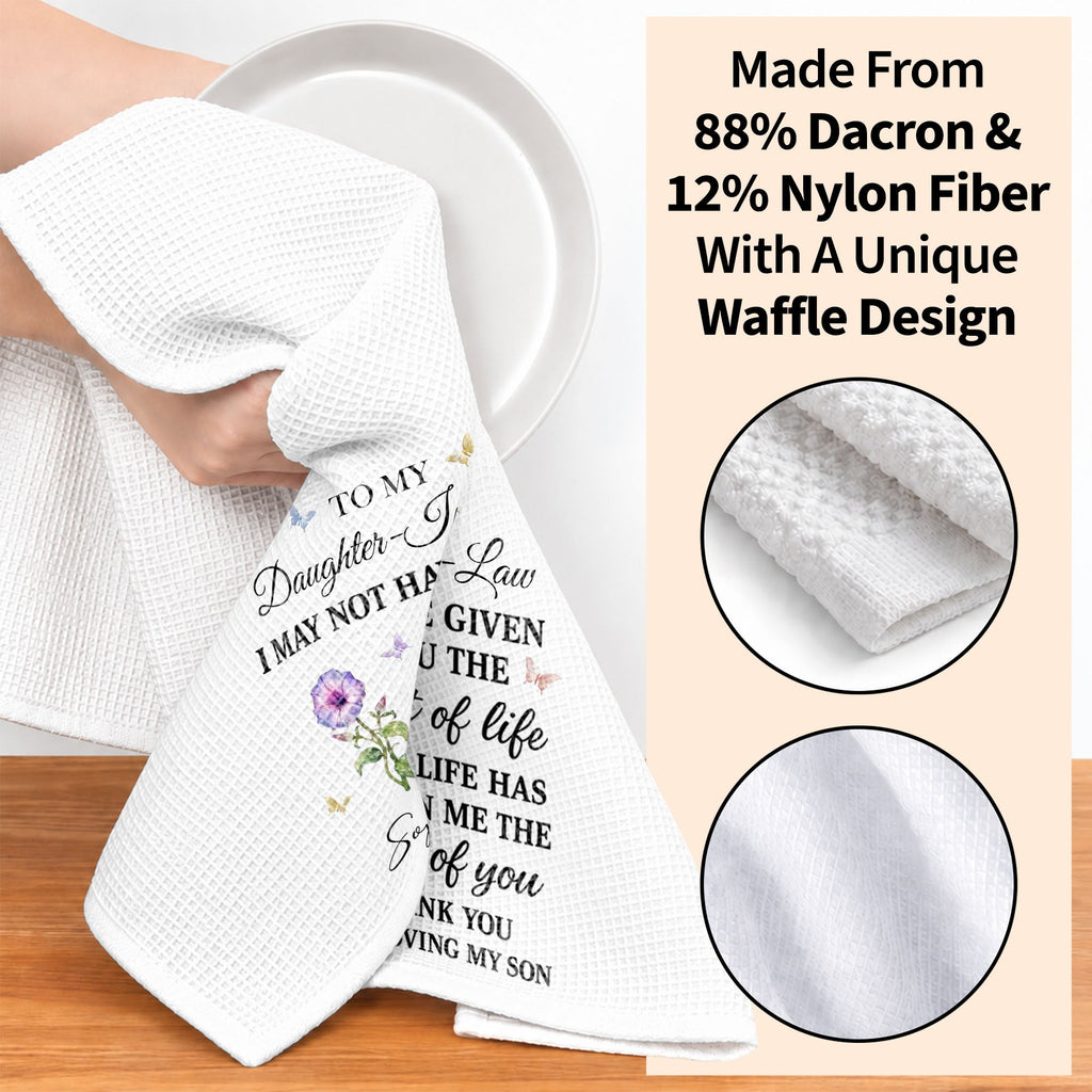 Personalized Kitchen Towel Custom Flower Design Gift for Daughter-in-Law Kitchen Towel GradoCreations