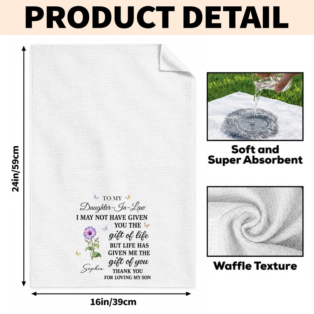 Personalized Kitchen Towel Custom Flower Design Gift for Daughter-in-Law Kitchen Towel GradoCreations