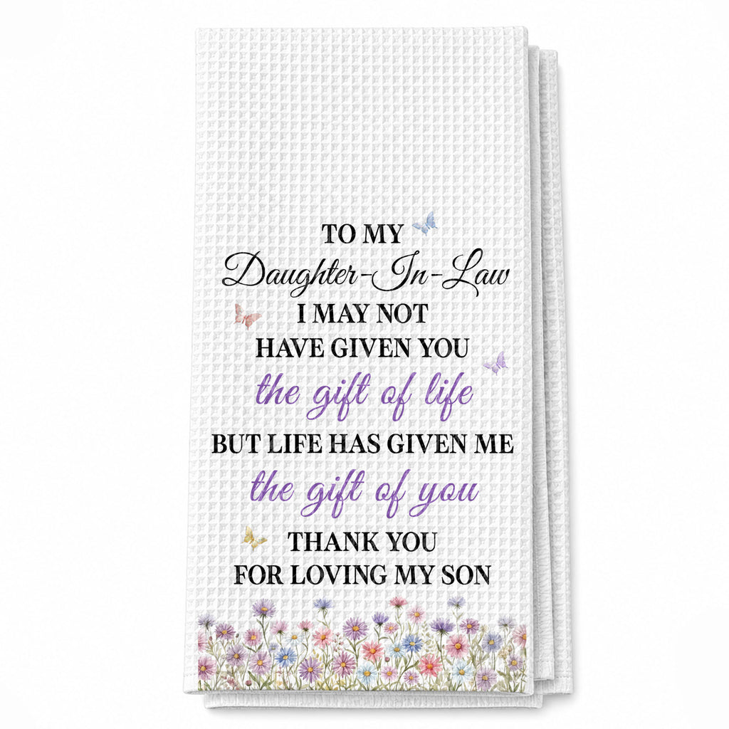 Personalized Kitchen Towel Gift for Daughter-in-Law with Flowers Kitchen Towel GradoCreations