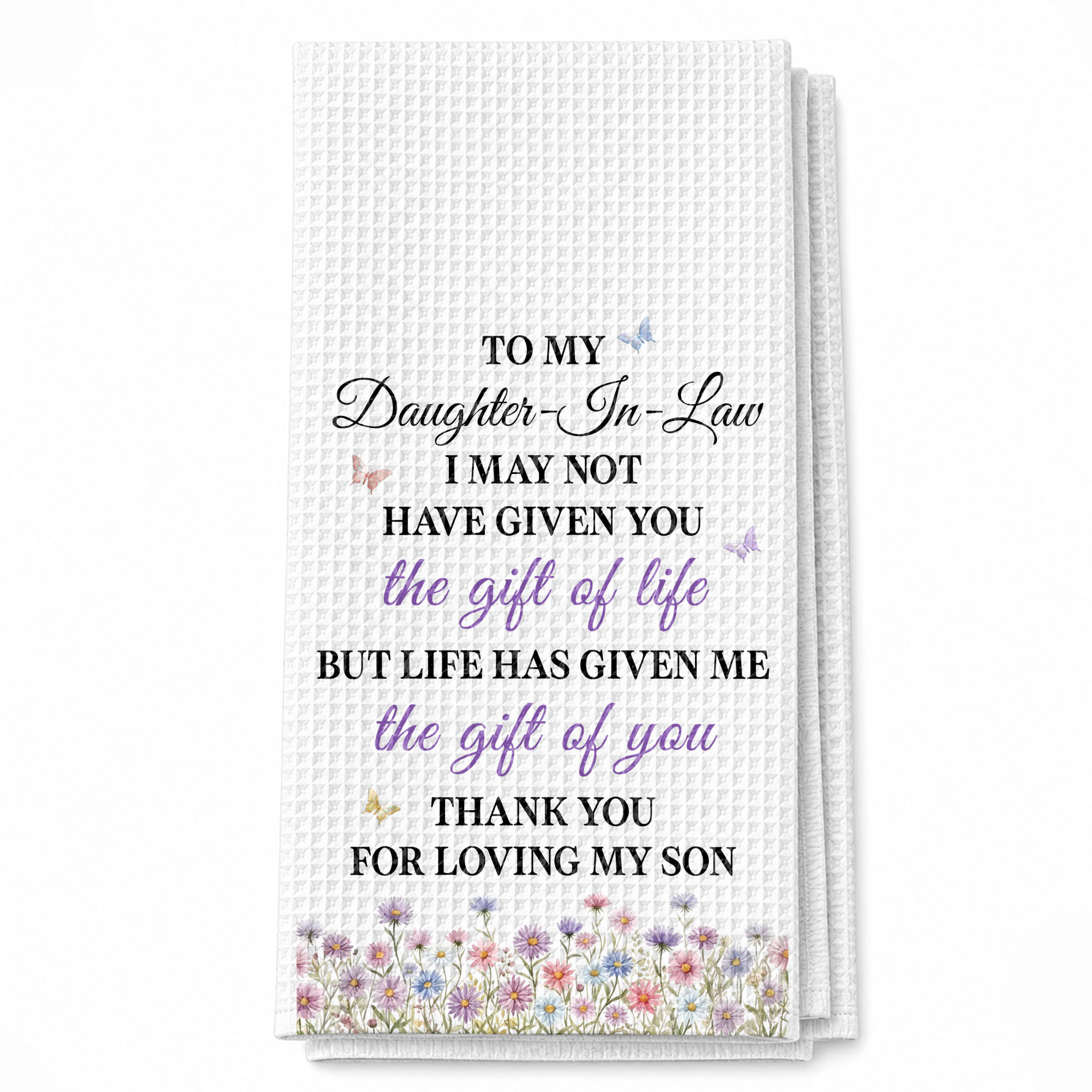 Personalized Kitchen Towel Gift for Daughter-in-Law with Flowers Kitchen Towel GradoCreations