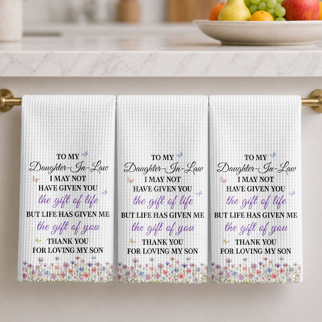 Personalized Kitchen Towel Gift for Daughter-in-Law with Flowers Kitchen Towel GradoCreations