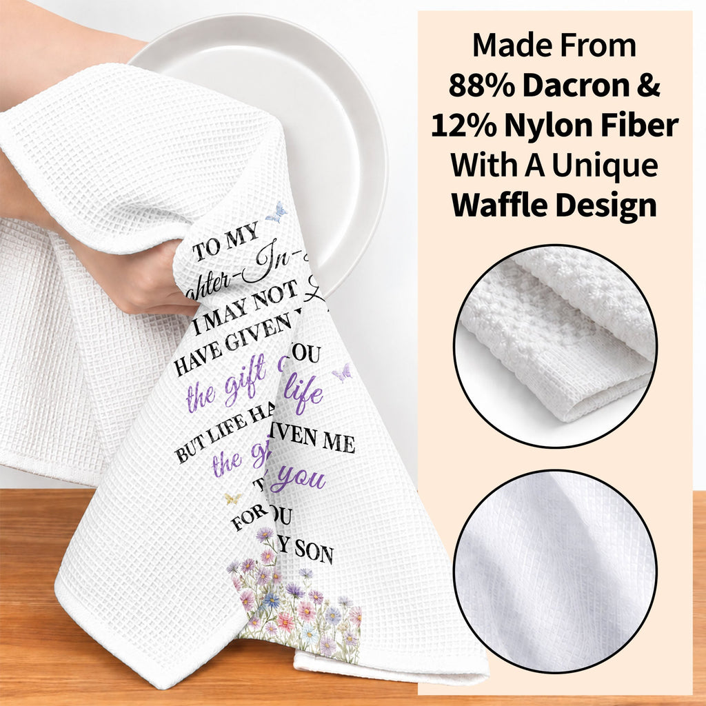 Personalized Kitchen Towel Gift for Daughter-in-Law with Flowers Kitchen Towel GradoCreations