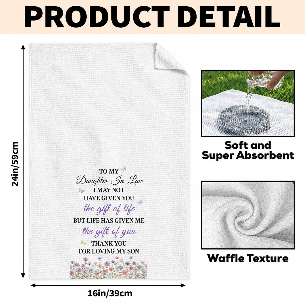 Personalized Kitchen Towel Gift for Daughter-in-Law with Flowers Kitchen Towel GradoCreations