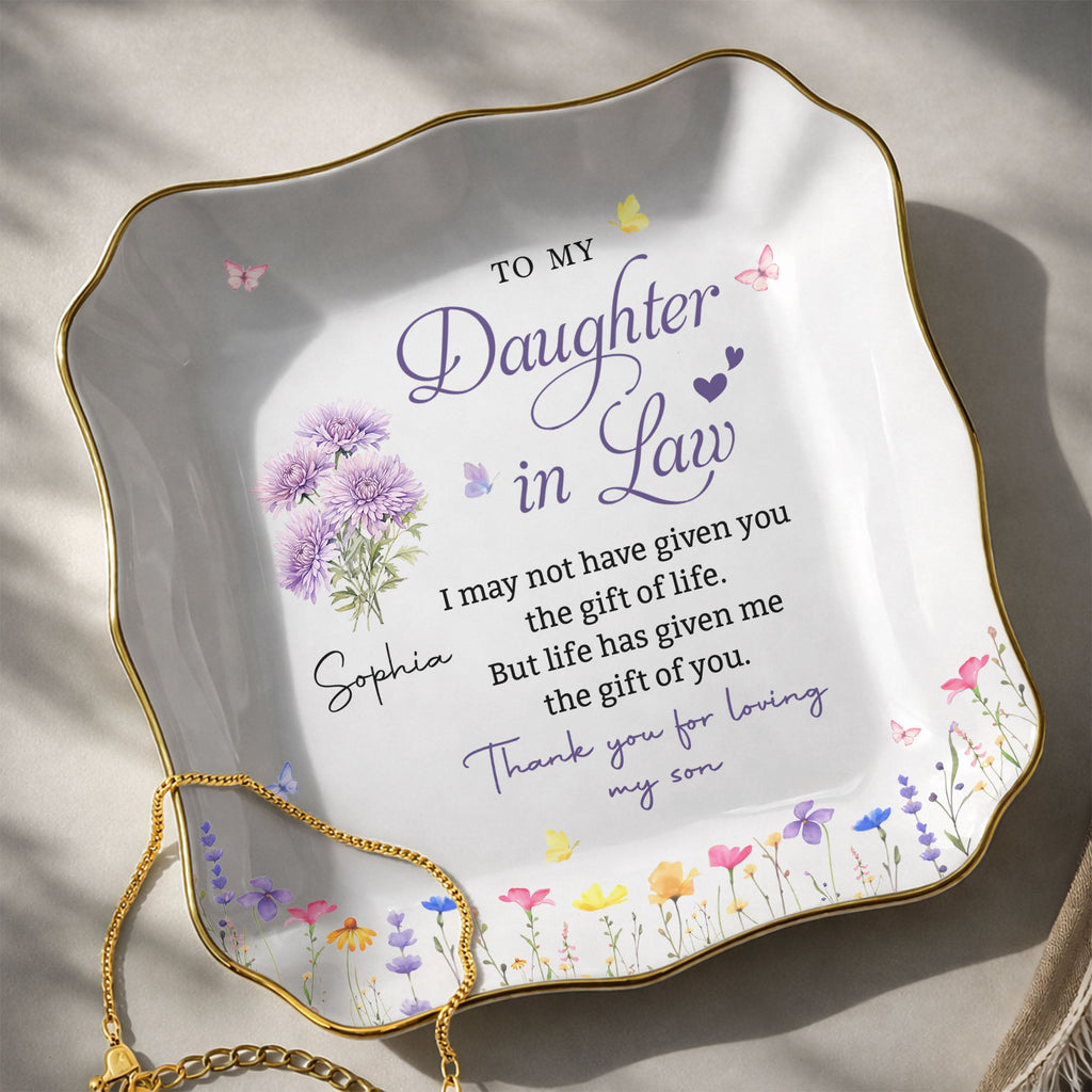 Personalized Lace Jewelry Dish Custom Name Gift for Daughter-in-Law Lace Square Jewelry Dish GradoCreations