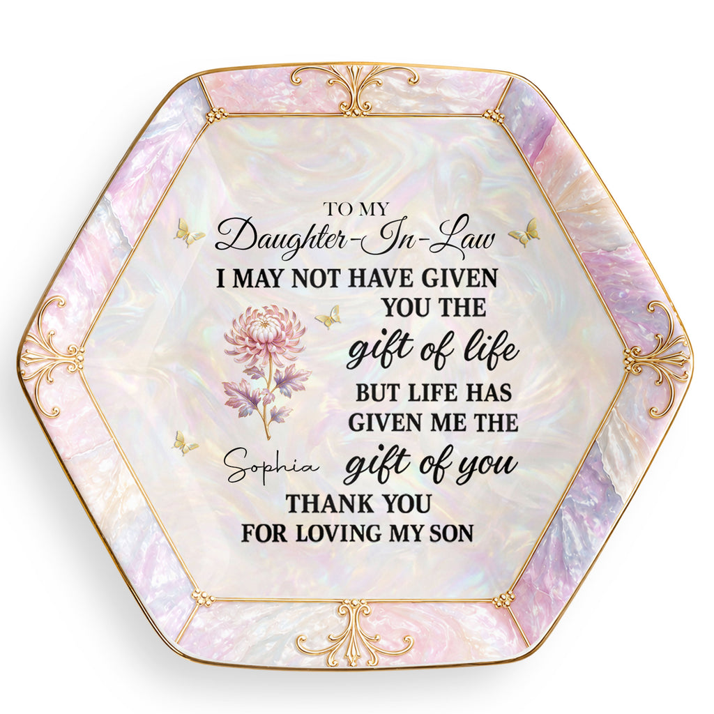 Personalized Hexagonal Ceramic Jewelry Dish Gift for Daughter-In-Law Jewelry Dish GradoCreations