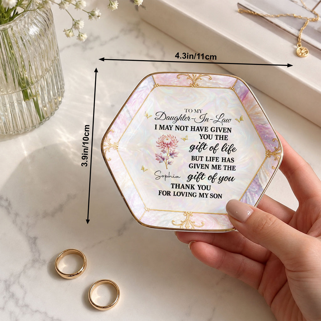 Personalized Hexagonal Ceramic Jewelry Dish Gift for Daughter-In-Law Jewelry Dish GradoCreations