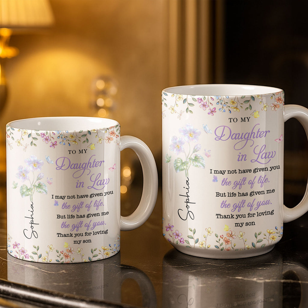 Personalized Floral Coffee Mug Gift for Daughter-in-Law Edge-to-edge Mug GradoCreations