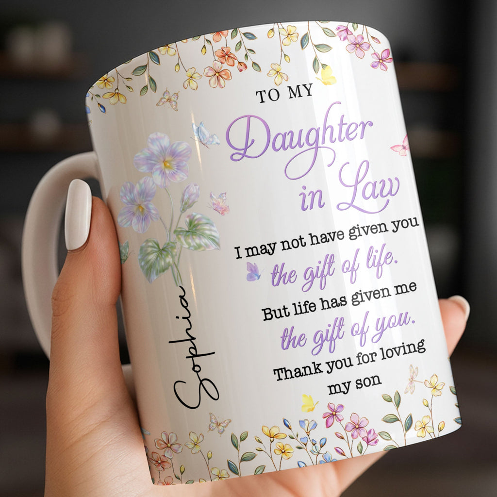 Personalized Floral Coffee Mug Gift for Daughter-in-Law Edge-to-edge Mug GradoCreations