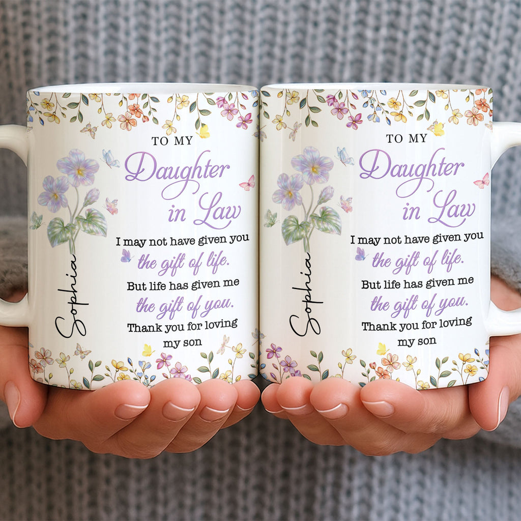Personalized Floral Coffee Mug Gift for Daughter-in-Law Edge-to-edge Mug GradoCreations