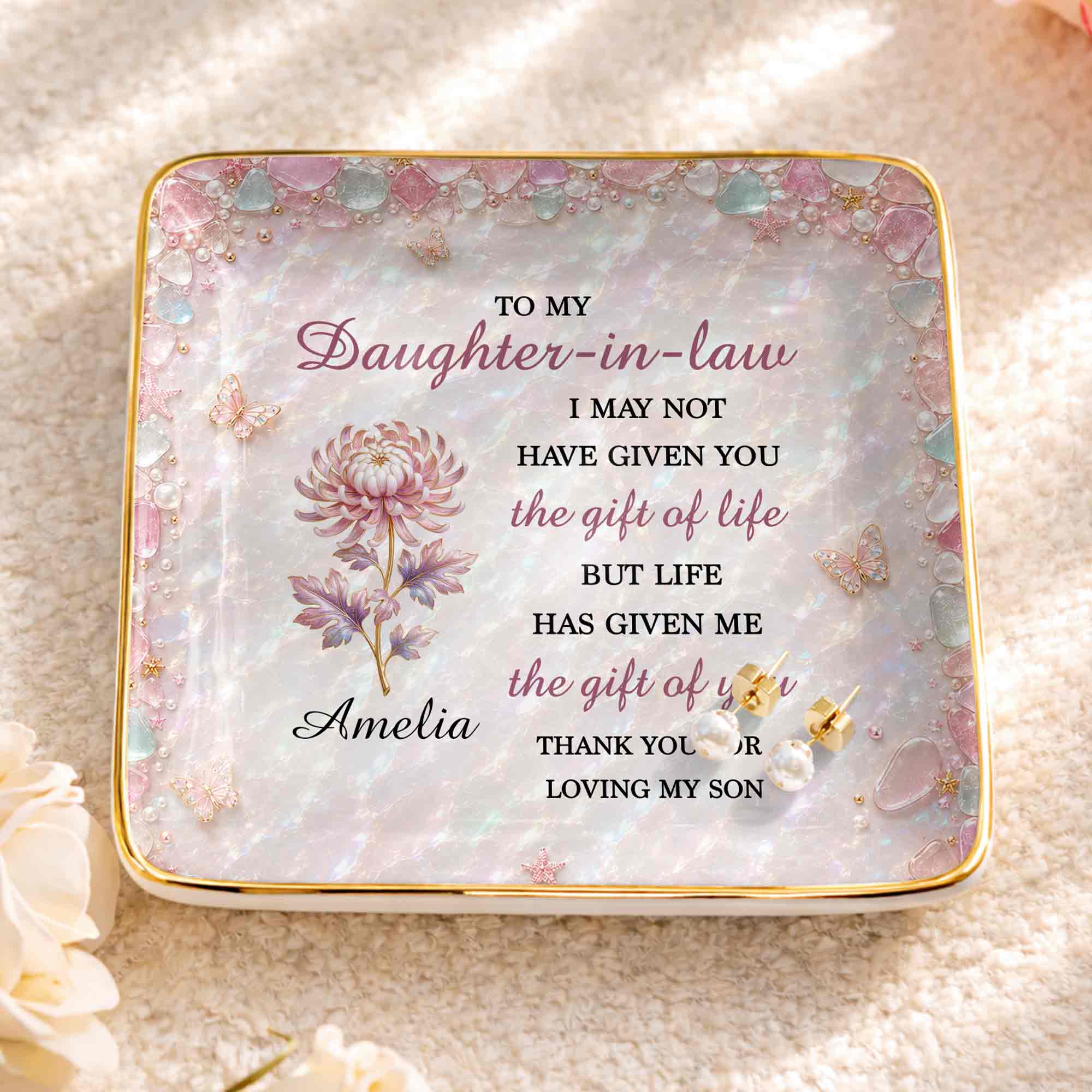 Personalized Ceramic Jewelry Dish Custom Name Gift for Daughter-in-Law Jewelry Dish GradoCreations