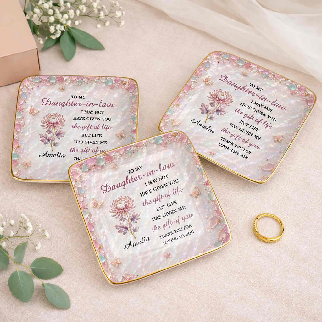Personalized Ceramic Jewelry Dish Custom Name Gift for Daughter-in-Law Jewelry Dish GradoCreations