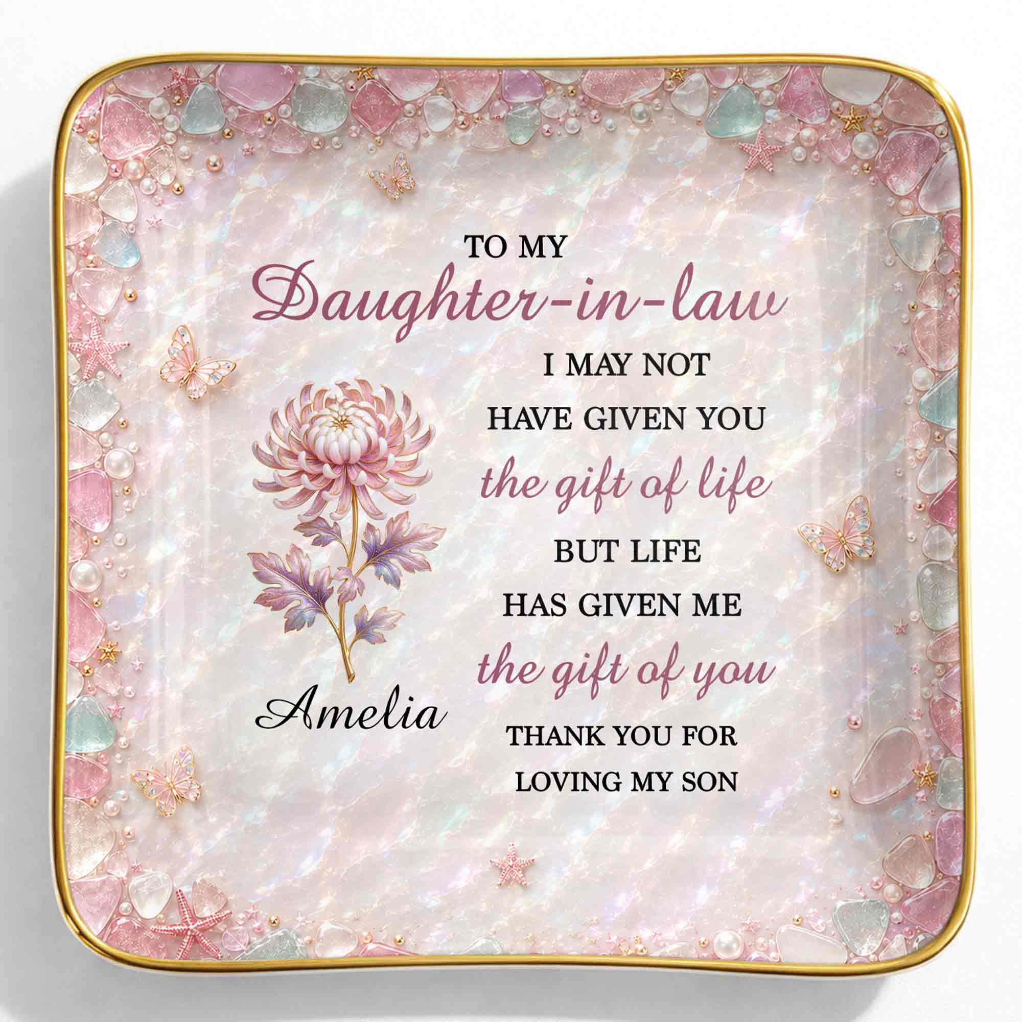 Personalized Ceramic Jewelry Dish Custom Name Gift for Daughter-in-Law Jewelry Dish GradoCreations