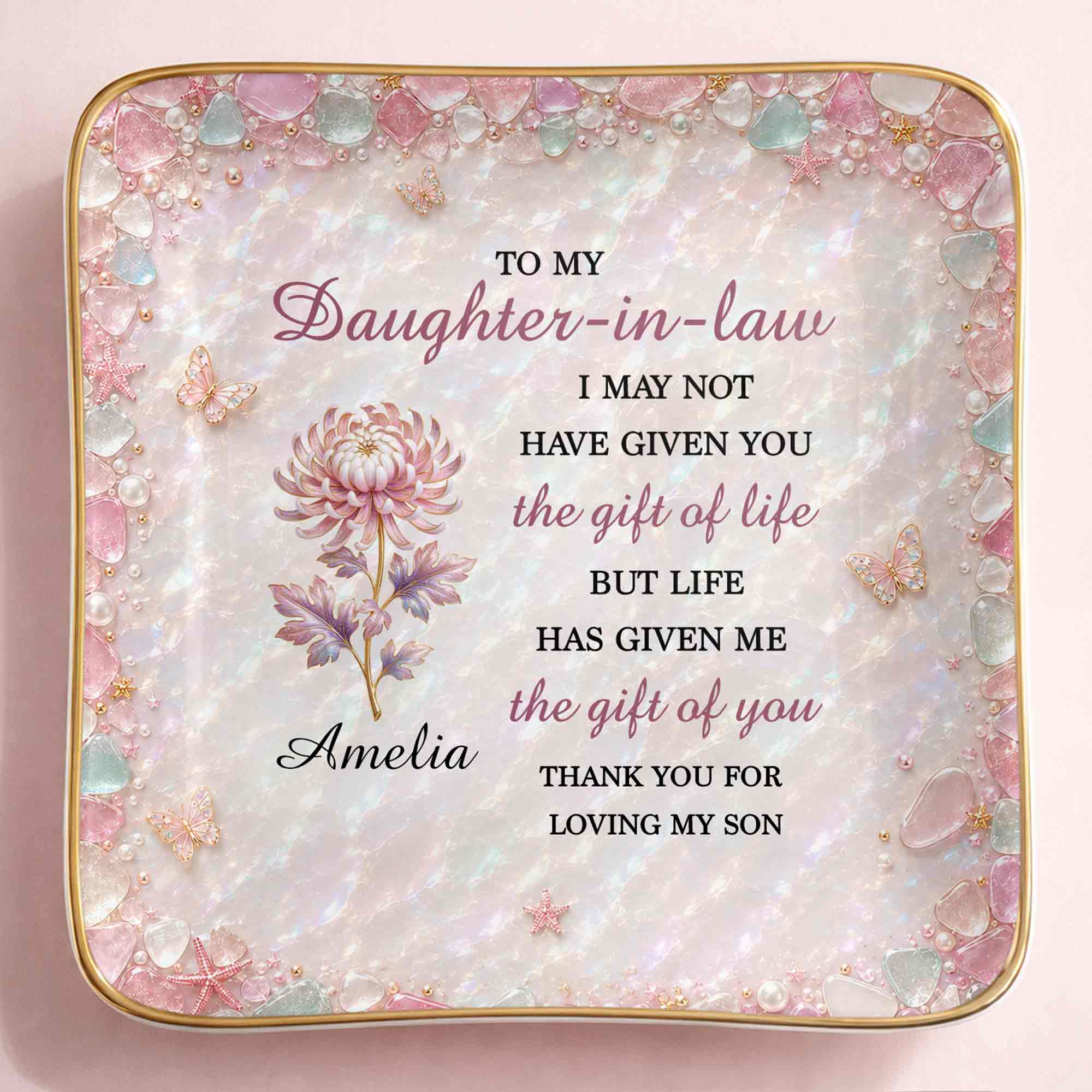 Personalized Ceramic Jewelry Dish Custom Name Gift for Daughter-in-Law Jewelry Dish GradoCreations