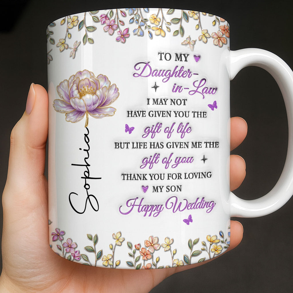 Personalized Floral Coffee Mug Custom Gift for Daughter-in-Law Edge-to-edge Mug GradoCreations
