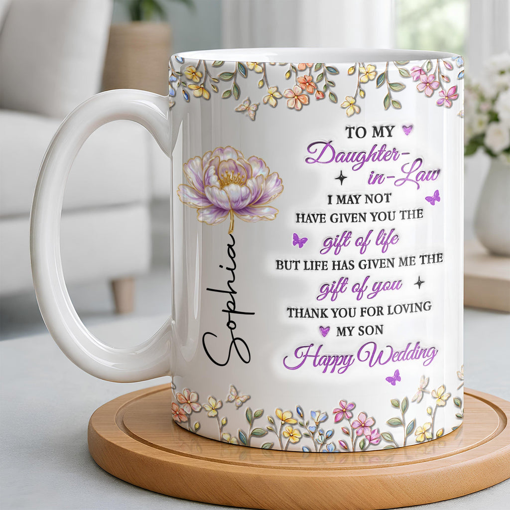 Personalized Floral Coffee Mug Custom Gift for Daughter-in-Law Edge-to-edge Mug GradoCreations