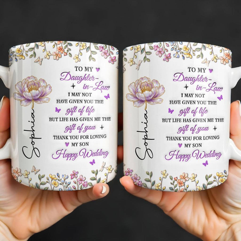 Personalized Floral Coffee Mug Custom Gift for Daughter-in-Law Edge-to-edge Mug GradoCreations
