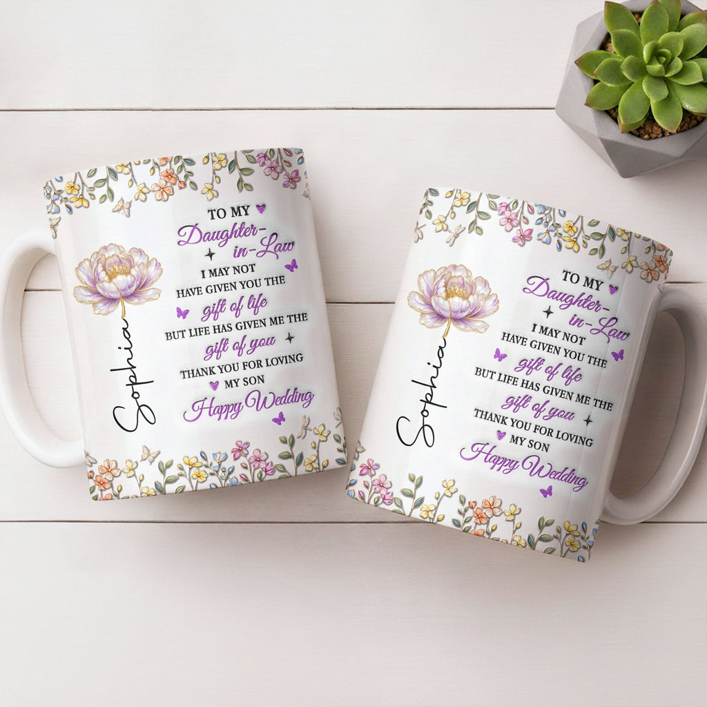 Personalized Floral Coffee Mug Custom Gift for Daughter-in-Law Edge-to-edge Mug GradoCreations