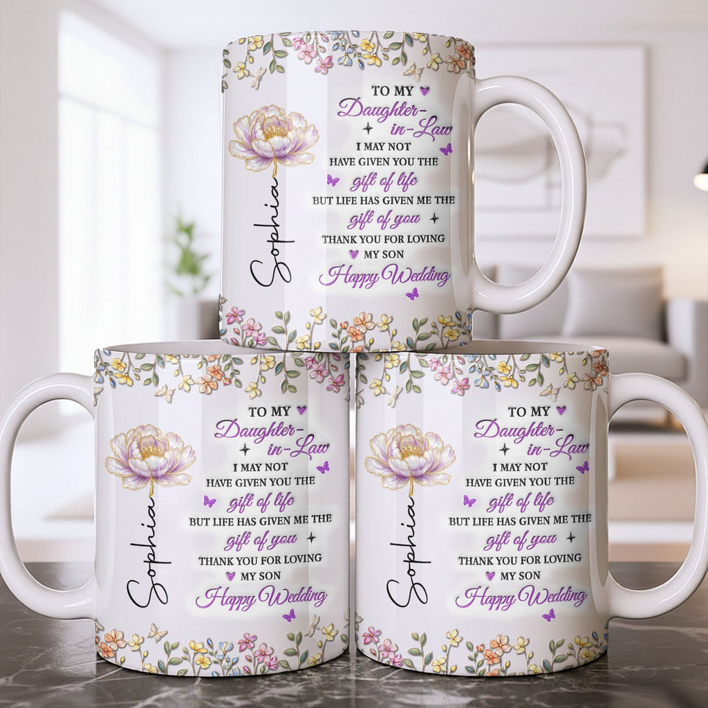 Personalized Floral Coffee Mug Custom Gift for Daughter-in-Law Edge-to-edge Mug GradoCreations