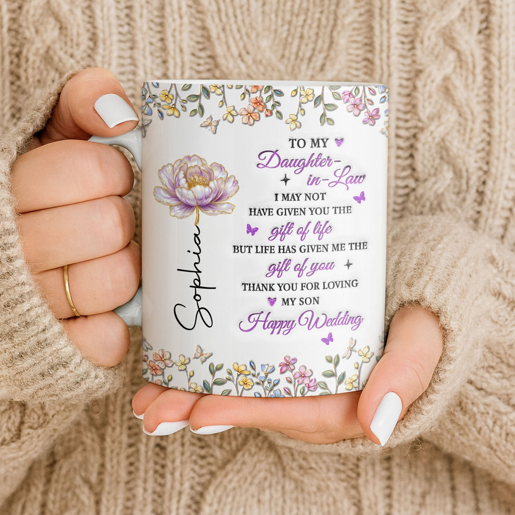 Personalized Floral Coffee Mug Custom Gift for Daughter-in-Law Edge-to-edge Mug GradoCreations