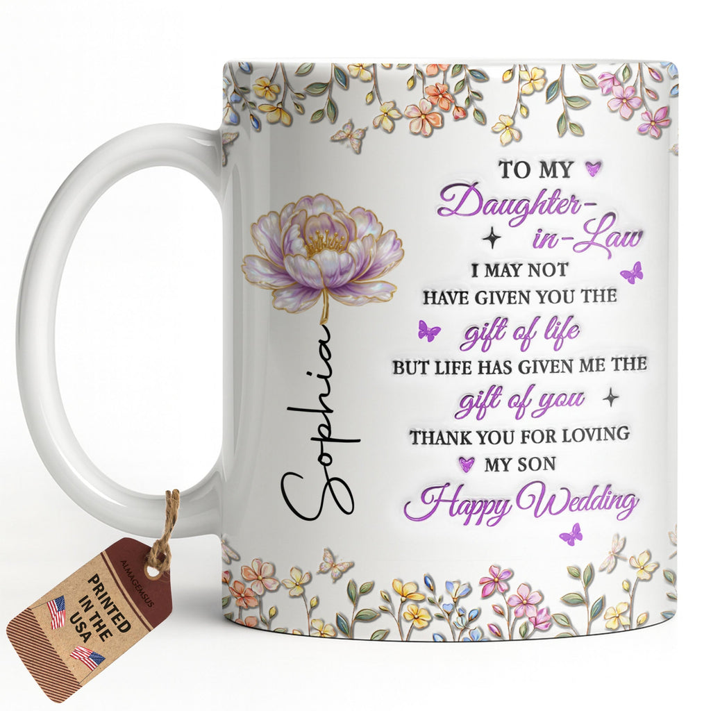 Personalized Floral Coffee Mug Custom Gift for Daughter-in-Law Edge-to-edge Mug GradoCreations