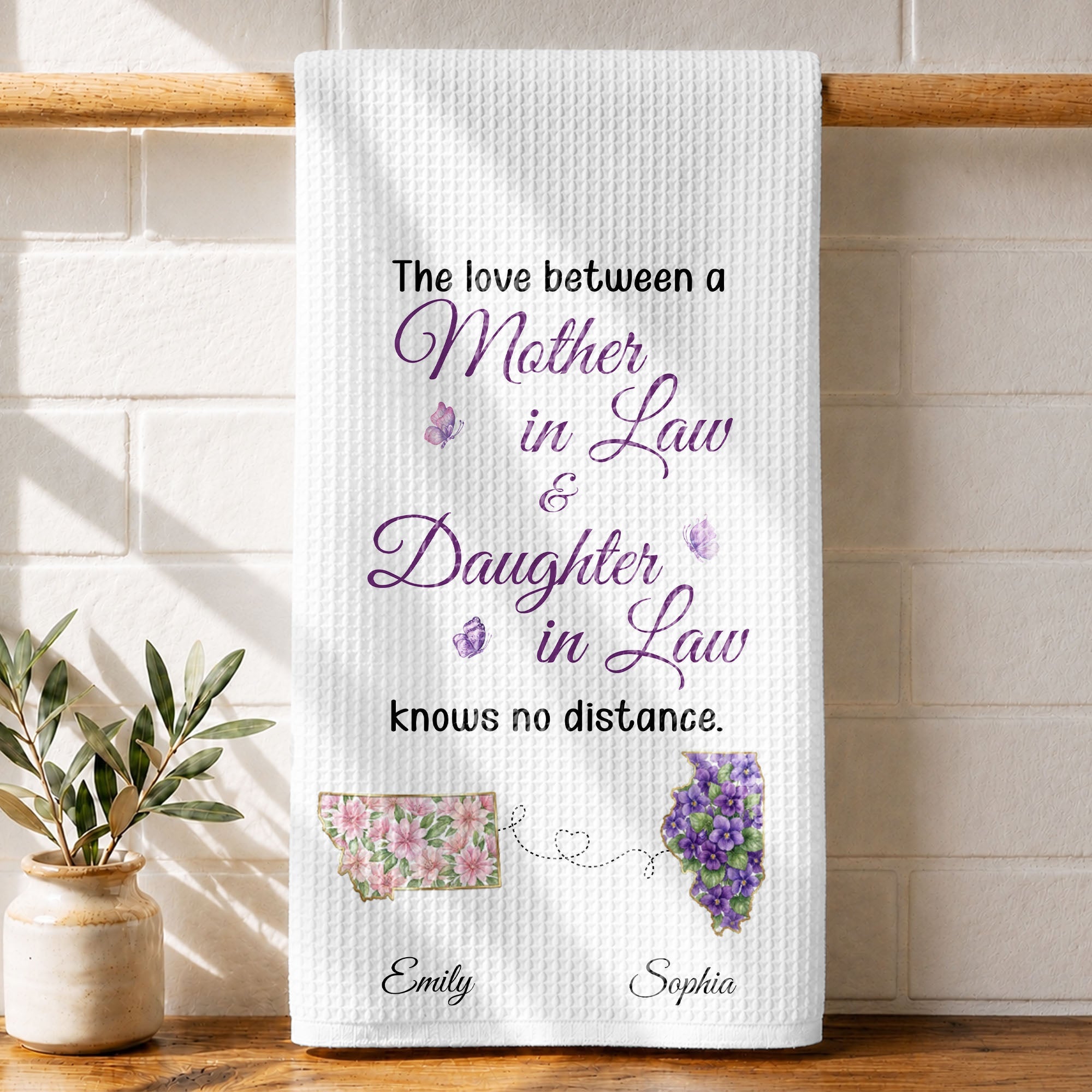Personalized Kitchen Towel Gift for Daughter-in-Law with Flowers Kitchen Towel GradoCreations