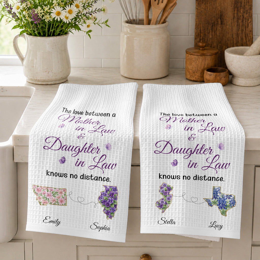 Personalized Kitchen Towel Gift for Daughter-in-Law with Flowers Kitchen Towel GradoCreations