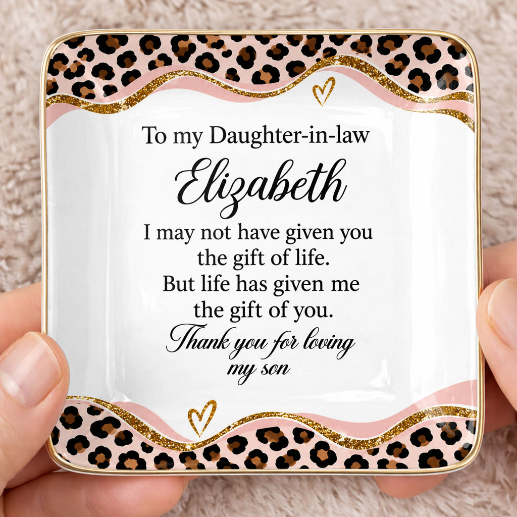 Personalized Leopard Pattern Jewelry Dish Gift for Daughter-in-Law Jewelry Dish GradoCreations
