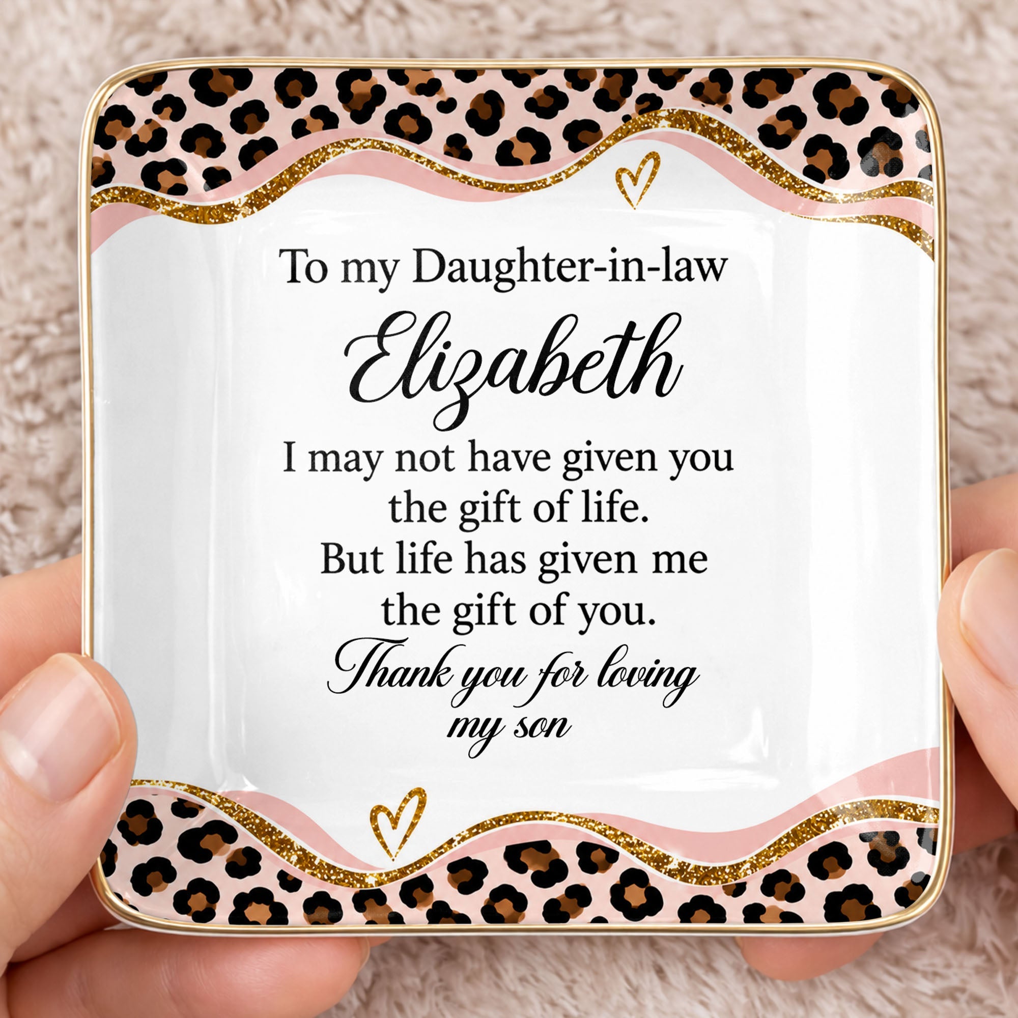 Personalized Leopard Pattern Jewelry Dish Gift for Daughter-in-Law Jewelry Dish GradoCreations