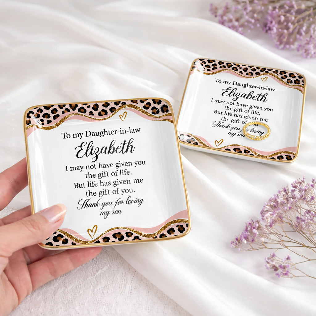 Personalized Leopard Pattern Jewelry Dish Gift for Daughter-in-Law Jewelry Dish GradoCreations