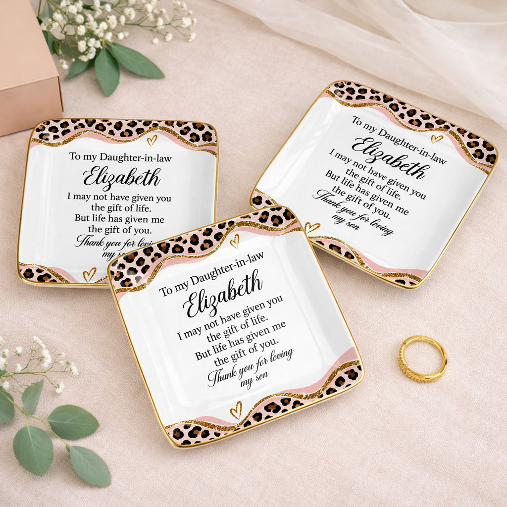 Personalized Leopard Pattern Jewelry Dish Gift for Daughter-in-Law Jewelry Dish GradoCreations