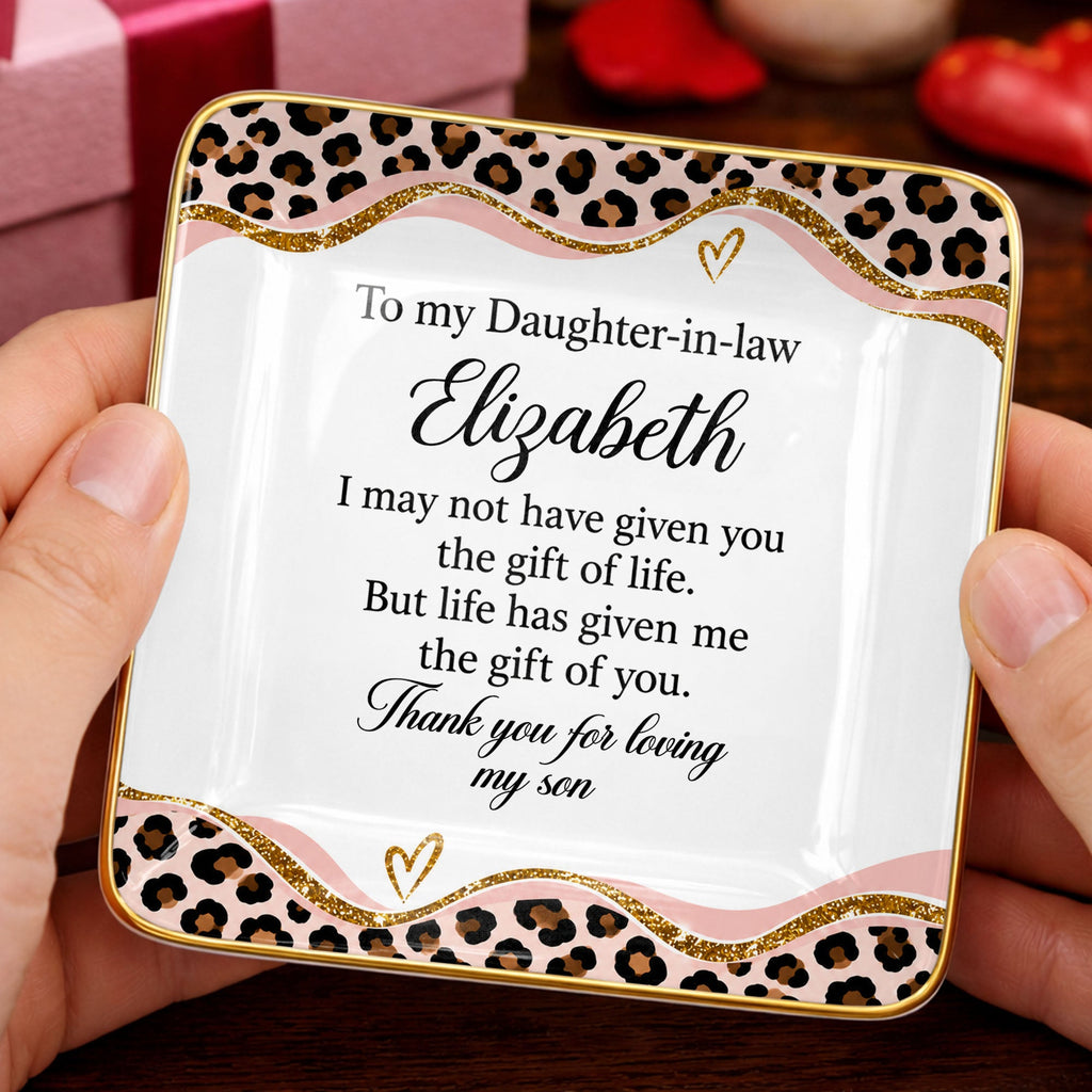 Personalized Leopard Pattern Jewelry Dish Gift for Daughter-in-Law Jewelry Dish GradoCreations